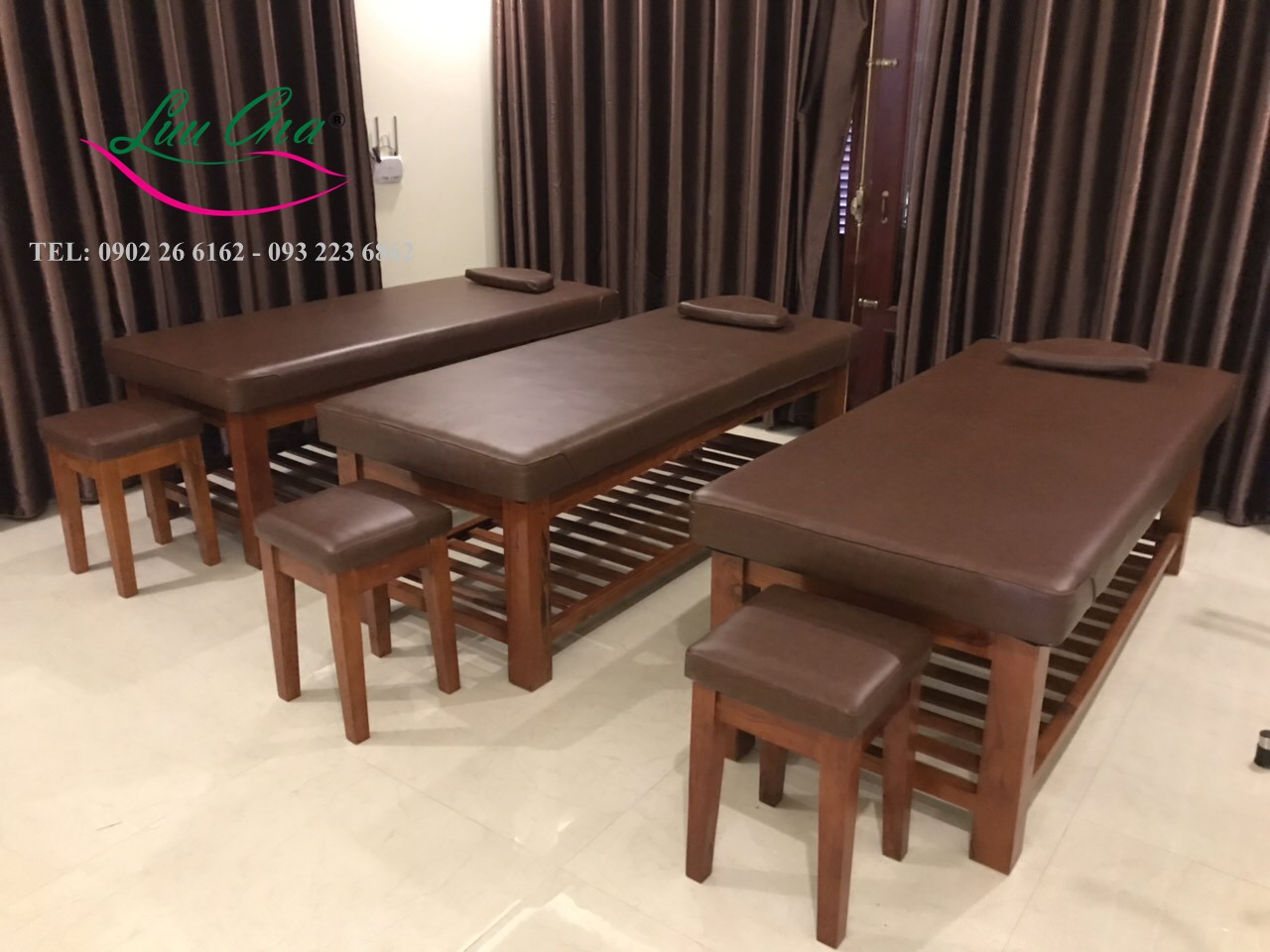 Giường massage khung gỗ giá rẻ dành cho cơ sở massage body