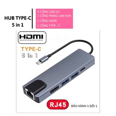 Hub 5in1 Type C sang Lan   HDMI  USB 3.0  PD 