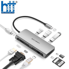 Bộ chuyển USB C to HDMI   VGA   USB 3.0   LAN 1Gbps   Card...