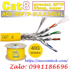Cáp mạng Ancomteck CAT7 SFTP, 23AWG 25gb mã ACT-7SFTP-BULK305BL phân phối tại Annam 