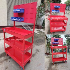 Xe đẩy 3 ngăn kết hợp bảng treo khay 