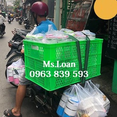 Sóng nhựa shipper giao hàng xe máy, sóng nhựa chở hàng, rổ nhựa công nghiệp. 