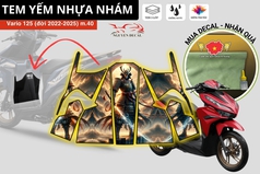 Tem yến đen mờ nhựa nhám cho Vario 125 thiết kế mẫu Samurai 