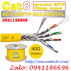 Cáp mạng chống nhiễu lõi lụa mềm Cat7/Cat8 SFTP 23AWG, cáp mạng Cat6a FTP-STP hãng ANCOMTECK 