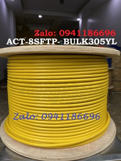 Dây Cáp CAT8 SFTP Dạng Xoắn 23AWG tốc độ 40G 2000MHz Hỗ Trợ PoE, ACT-8SFTP- BULK305YL, sẵn kho 