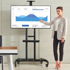 Khung treo tivi di động AVA1500-1PG đẩy được nhờ có 4 bánh xe 