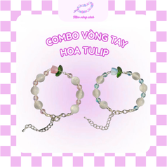 Combo vòng tulip xanh hồng vòng charm vòng đôi phong cách trẻ trung 