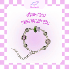 Vòng tay charm họa tiết tulip tím vòng charm đẹp phong cách trẻ trung dễ thương 