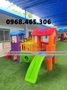 Nhà khối cầu trượt nhựa nhập khẩu dành cho trẻ em 