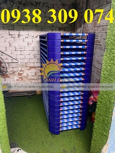 Giường lưới mầm non chân xanh, giường lưới trẻ em giá rẻ 