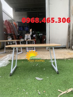Bàn mầm non gập chân, bàn gỗ mầm non gập chân 