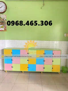 Tủ cặp dép mầm non, tủ cặp balo mầm non, tủ chăn gối mầm non 
