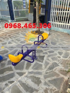 Bập bênh lò xo trẻ em, bập bênh mầm non, bập bênh con cá composite 