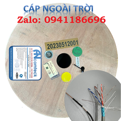 Dây CAT6A ngoài trời có dây gia cường chịu lực, bọc bạc chống nhiễu FTP mã ACT-6ALANOD, cuộn 305m 