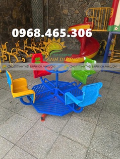 Mâm xoay trẻ em 5 chỗ ngồi, đu quay trẻ em ngoài trời 