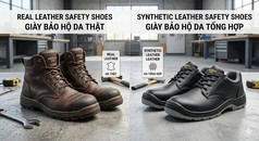 Nên chọn giày bảo hộ da thật hay da tổng hợp 
