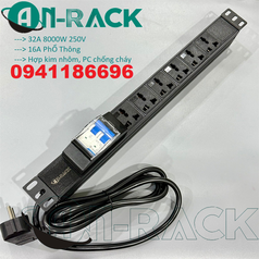 Phân phối thanh nguồn PDU 06 ổ cắm đa năng công suất 32A có kèm dây nguồn mã AR-P19M06C32CB2 