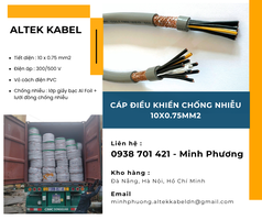 Cáp điều khiển chống nhiễu 10x0.75mm2 dùng cho công trình Huế, Gia Lai, Hà Nội 