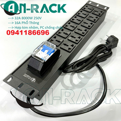 Phân phối Thanh nguồn PDU 12 ổ cắm ngang đa năng 32A có kèm dây nguồn 2M mã AR-P19M12C32CB2-2 