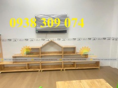 Kệ tủ gỗ trẻ em mầm non, kệ gỗ montessori cho lớp mầm non 