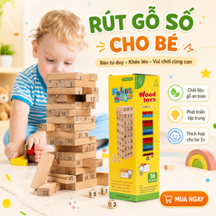 Đồ Chơi Rút Gỗ Cho Bé 54 Thanh Kèm Xúc Xắc Số   51DDG 