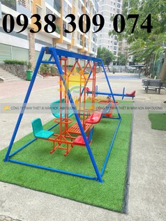 Xích đu 3 dạng mầm non 8 chỗ ngồi 