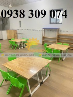 Bàn ghế nhựa mầm non, bàn ghế gỗ cao su mầm non 
