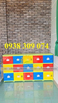 Tủ cặp mầm non, tủ nhựa đựng cặp đồ dùng mầm non 