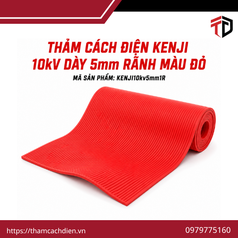 Thảm Cách Điện Kenji 10kv Dày 5mm Rãnh Màu Đỏ 