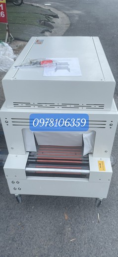 Máy rút màng co PVC, máy bọc màng co lốc 6 chai, máy màng co cây băng keo 