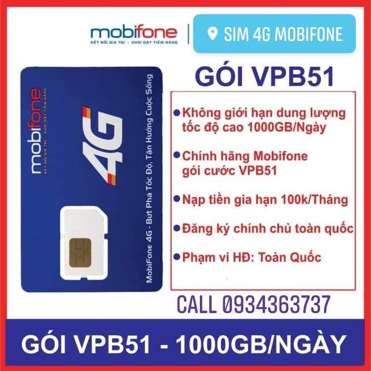 1 Sim 4G Mobifone Loại +5gb, +6gb/Ngày, Maxdata, Full Băng Thông 4-5G