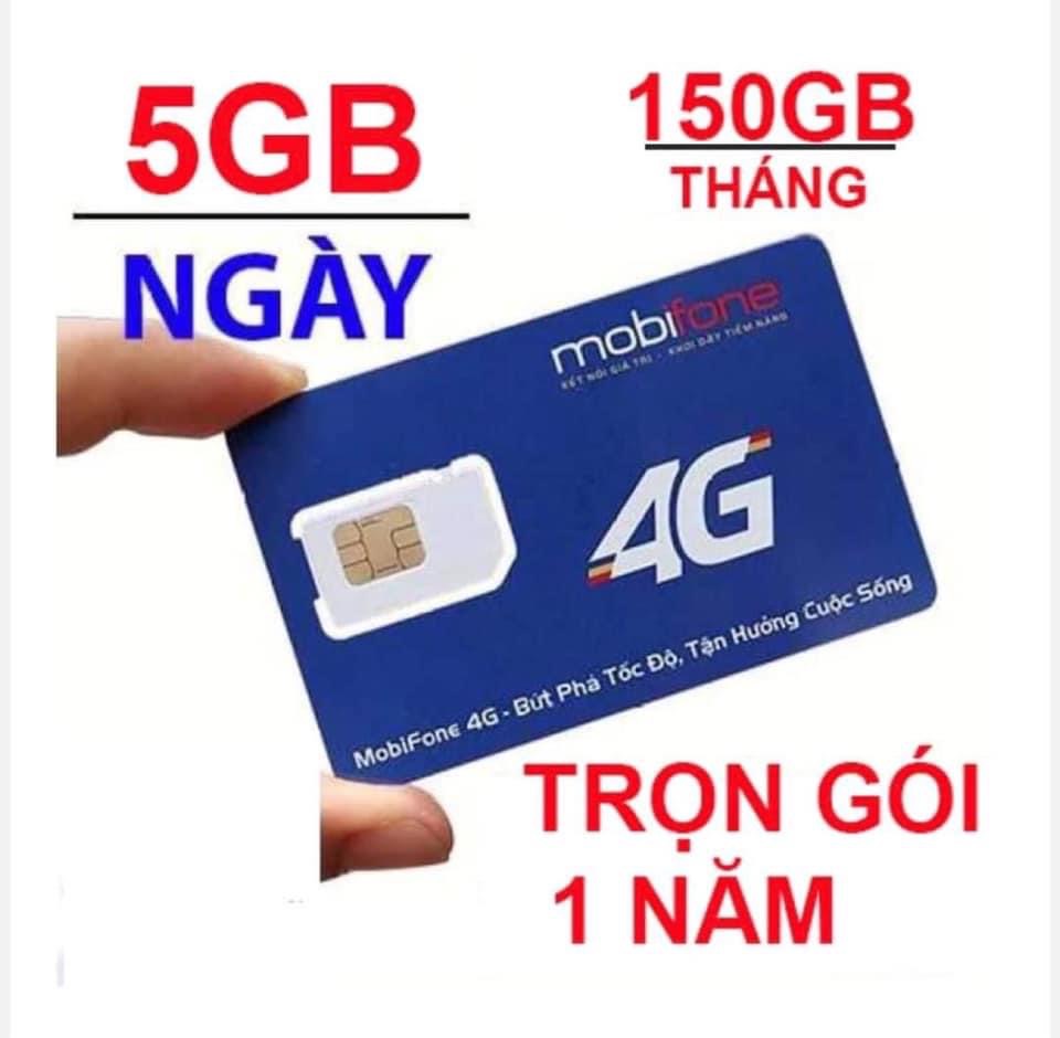 Sim 4G Mobifone Loại +5gb, +6gb/Ngày, Maxdata, Full Băng Thông 4-5G
