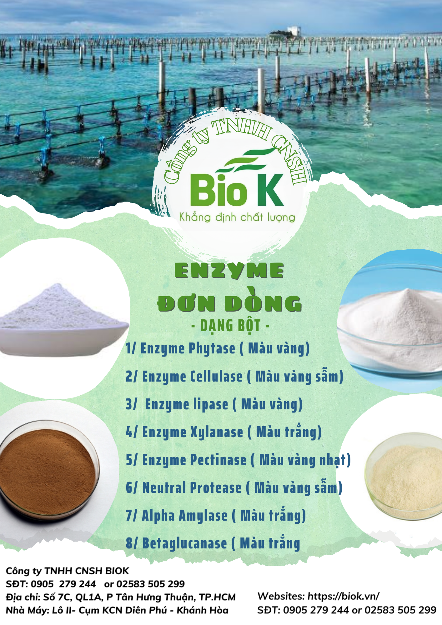 GIA CÔNG sản phẩm nguyên liệu Enzyme đơn dòng, đa dòng cho thuốc và thực phẩm  thủy sản, chăn nuôi