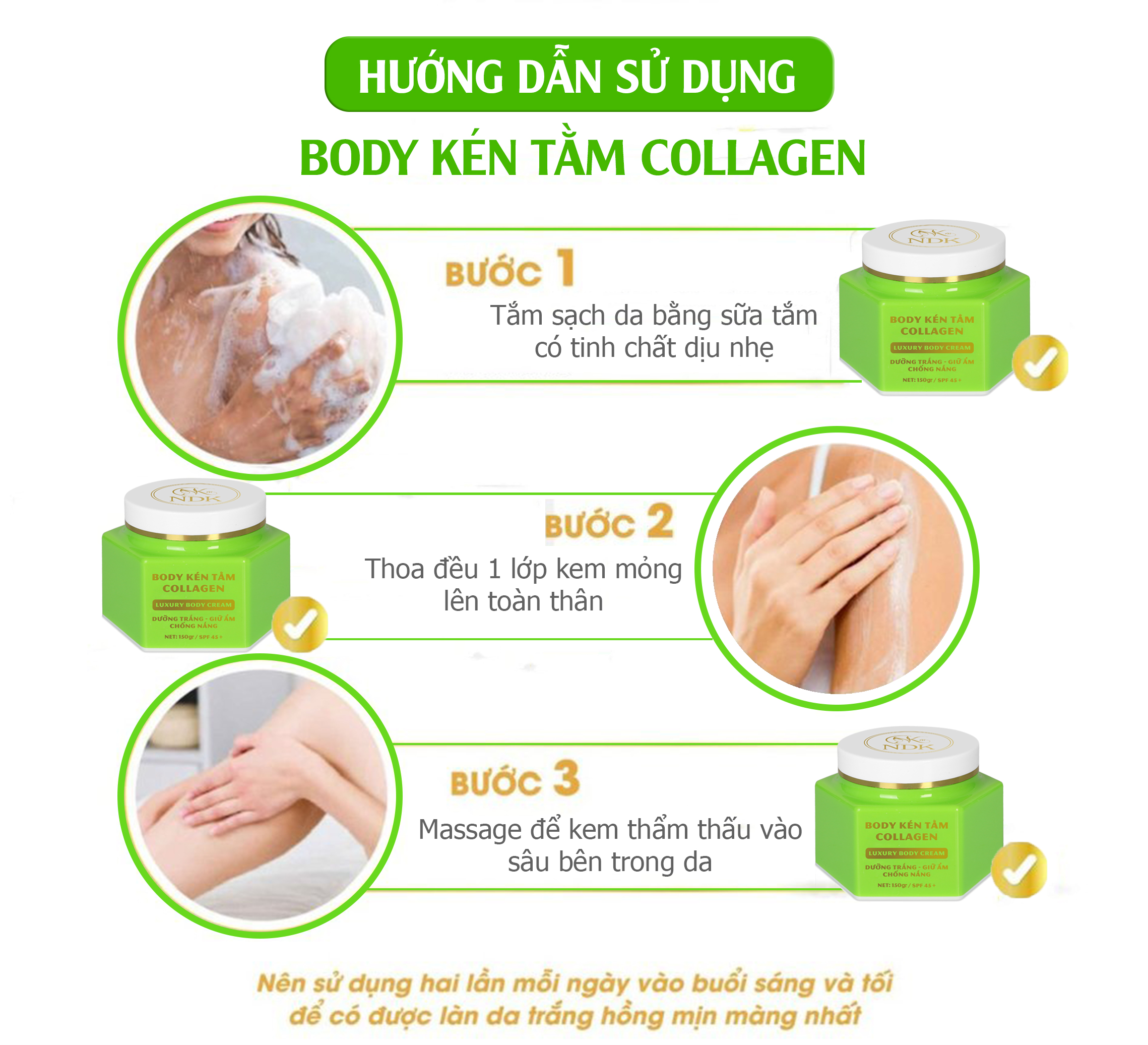 4 Kem trắng da body kén tằm collagen NDK có tốt không