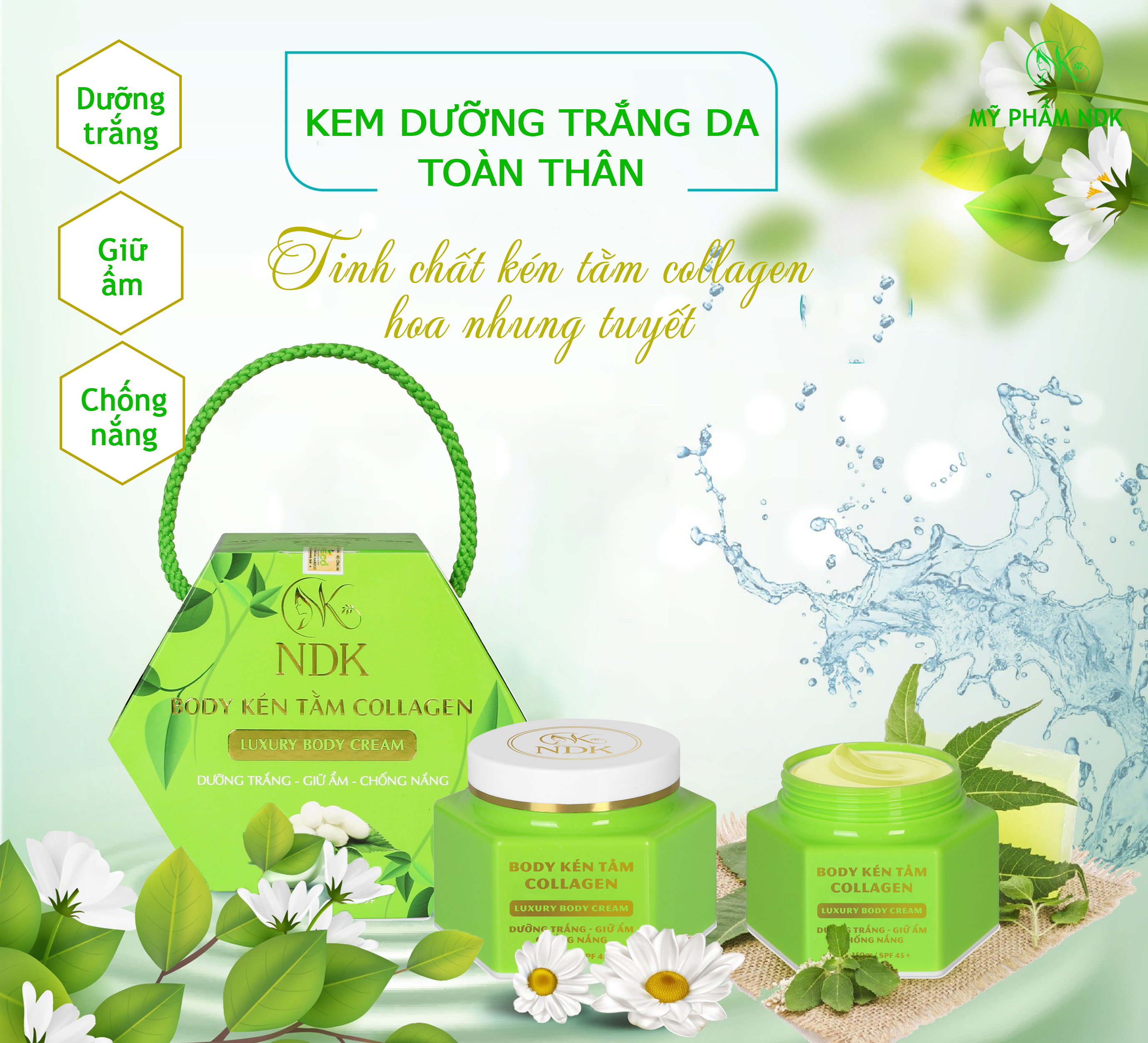 1 Kem trắng da body kén tằm collagen NDK có tốt không