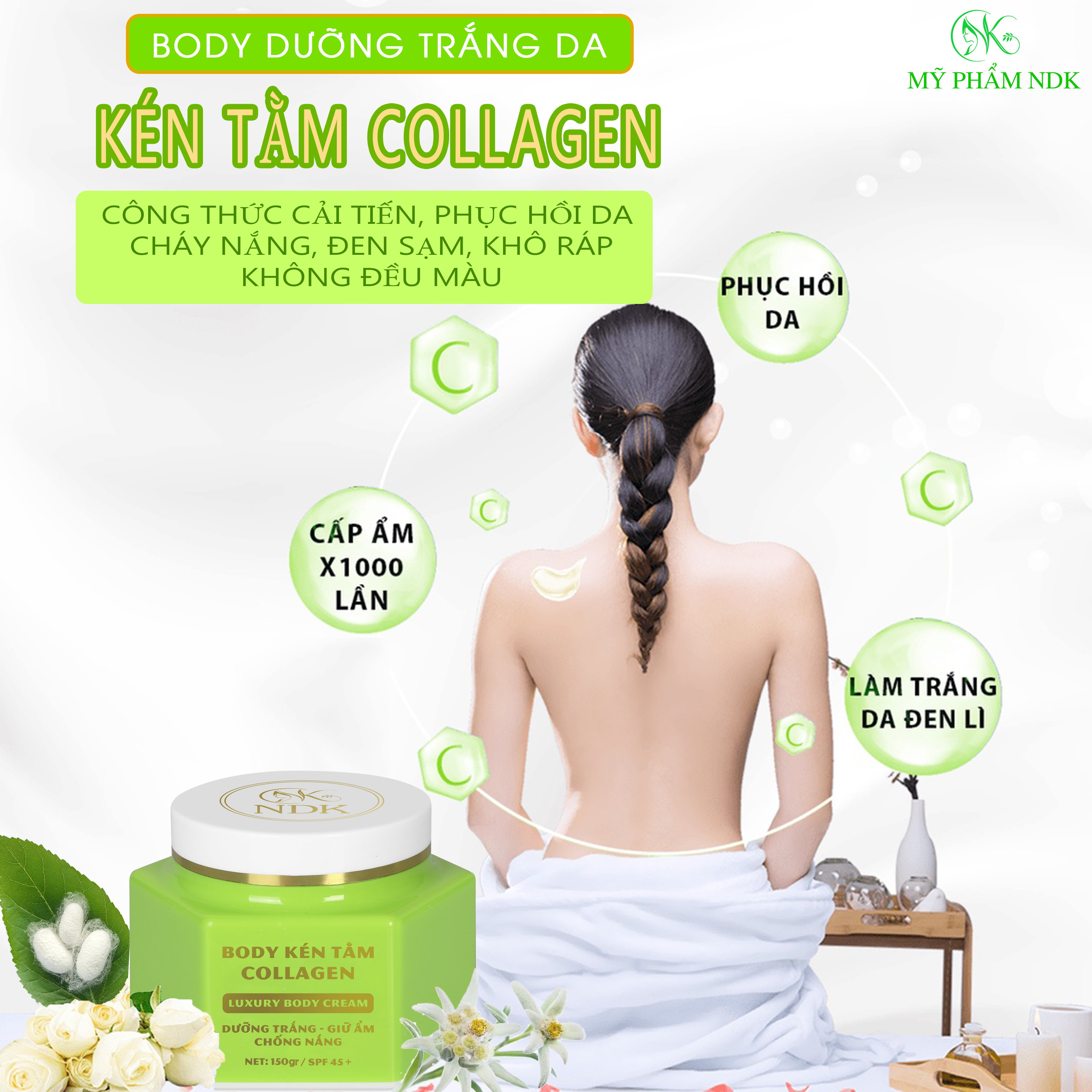 5 Kem trắng da body kén tằm collagen NDK có tốt không