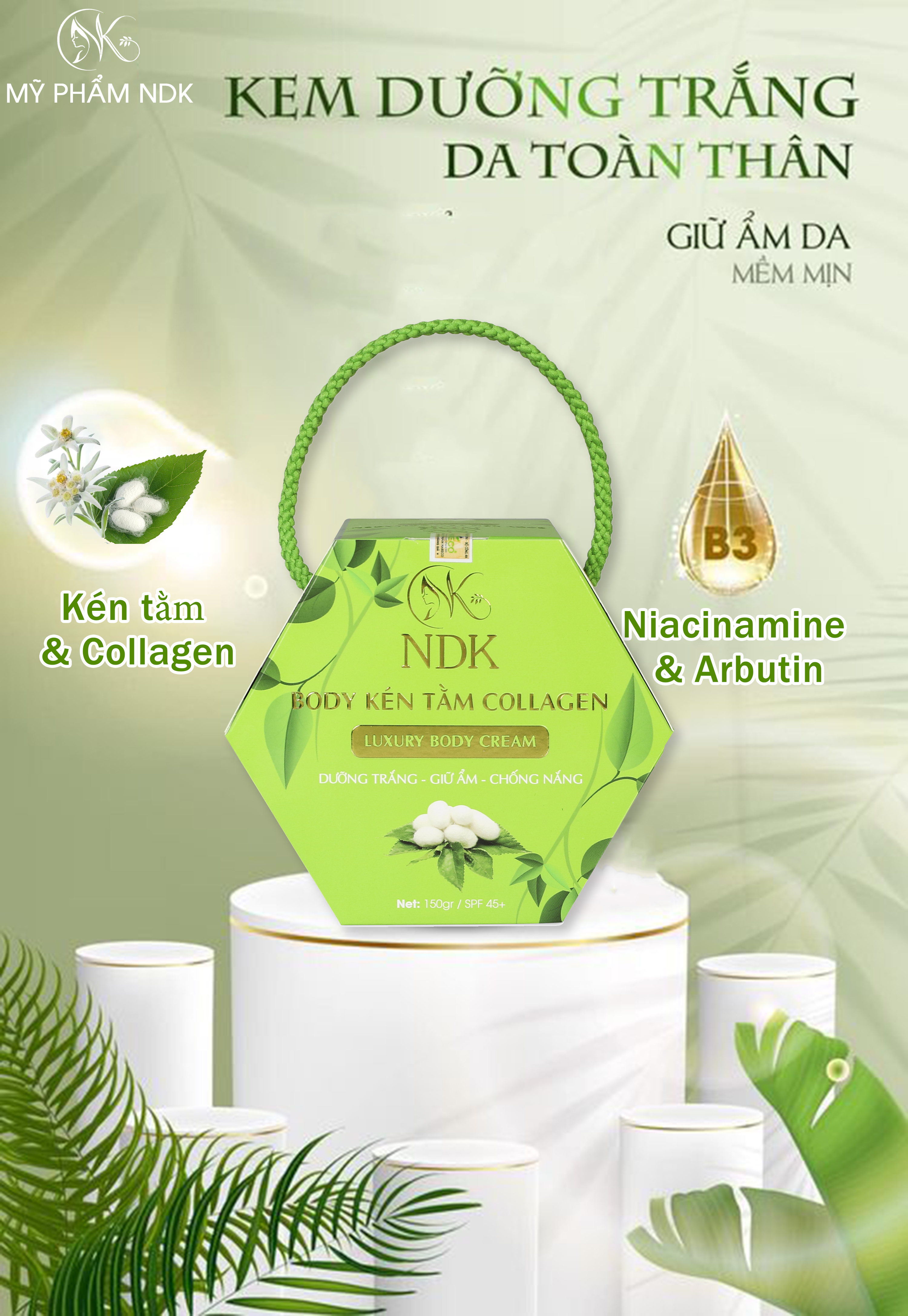 2 Kem trắng da body kén tằm collagen NDK có tốt không