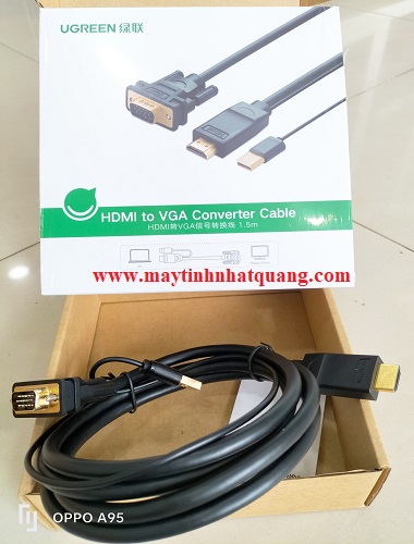 2 Cáp chuyển HDMI sang VGA giá rẻ, Cáp HDMI to VGA Ugreen 40203, cáp HDMI to VGA 1.5m UG 30449