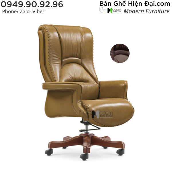 Ghế da chủ tịch lãnh đạo chân gỗ cao cấp tăng giảm nhập khẩu CD7118-P