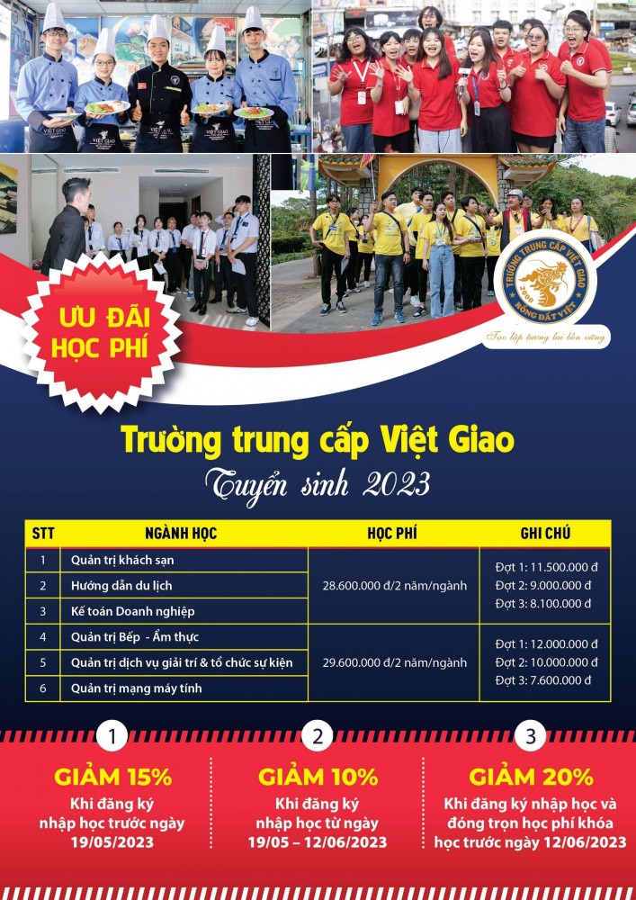 Tuyển sinh hệ Trung cấp chính quy - Trường Trung cấp Việt Giao