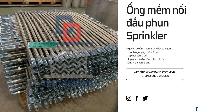 4 Dây cấp nước mềm inox 304, dây đồng bện mạ thiếc, ống mềm nối đầu phun Spinkler, ruột gà lõi thép 4 Dây cấp nước mềm inox 304, dây đồng bện mạ thiếc, ống mềm nối đầu phun Spinkler, ruột gà lõi thép