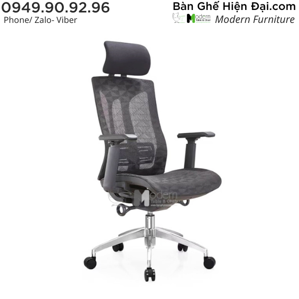 Ghế lưới giám đốc công thái học có tựa đầu ngả lưng thư giãn nhập khẩu HCM CM4535-M
