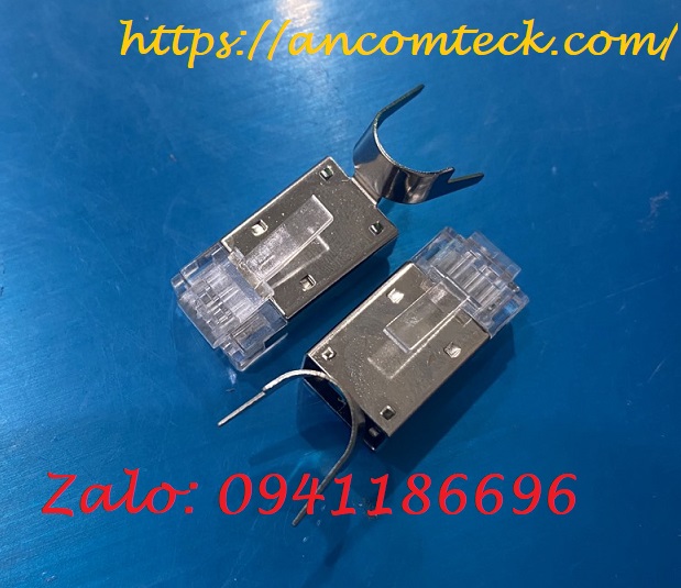 1 Modular Plug Kit, Đầu bấm hạt mạng Cat6A FTP chống nhiễu 8 chân đồng có đuôi quặp