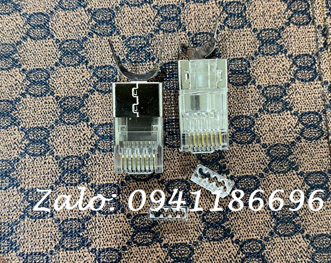 2 Modular Plug Kit, Đầu bấm hạt mạng Cat6A FTP chống nhiễu 8 chân đồng có đuôi quặp