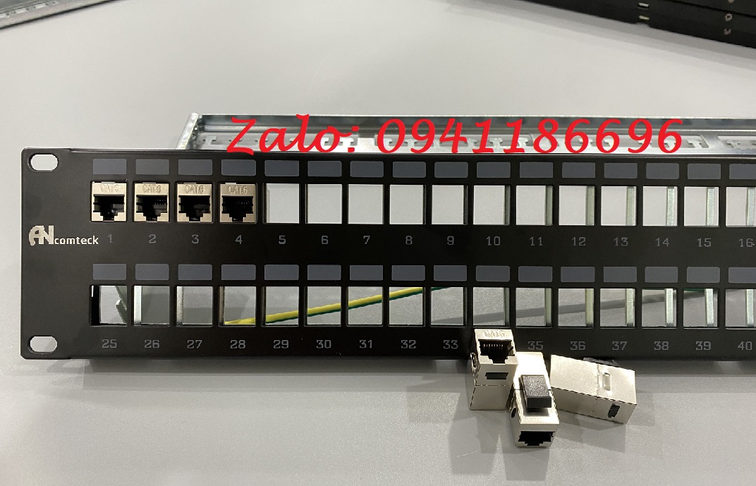 1 Phân phối thanh đấu nối Patch panel Cat5/Cat6/Cat6A loại 12-24-48 cổng chính hãng Ancomteck 1 Phân phối thanh đấu nối Patch panel Cat5/Cat6/Cat6A loại 12-24-48 cổng chính hãng Ancomteck