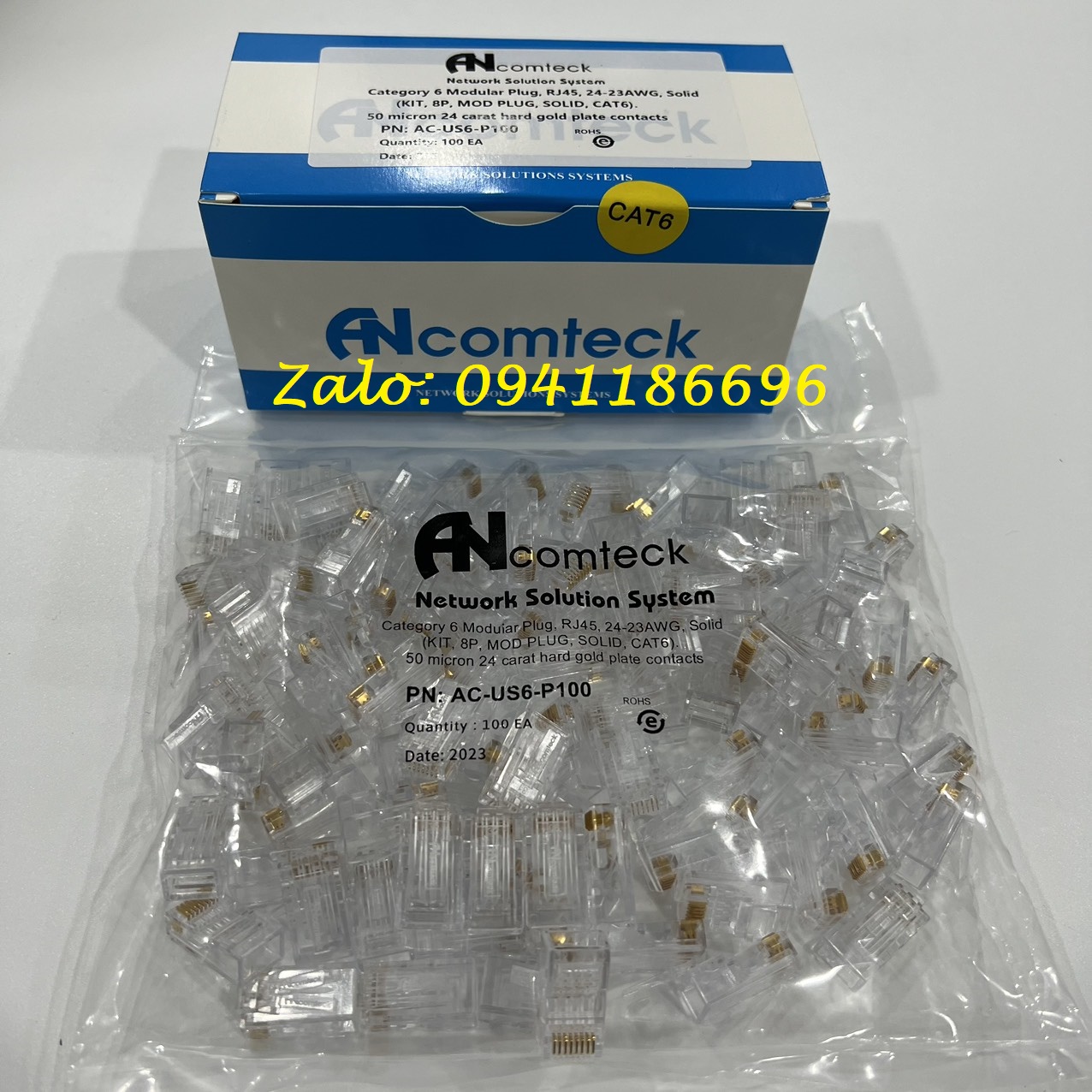 3 Đầu bấm hạt mạng Cat5/ Cat6 chính hãng Ancomteck
