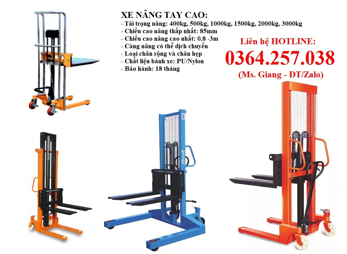 1 Xe nâng tay thấp, xe nâng tay cao chính hãng giá rẻ bảo hành 18 tháng