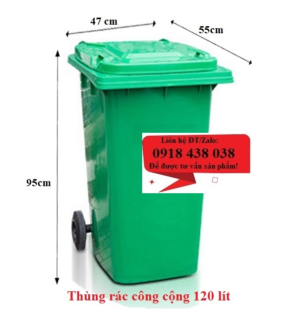 2 Thùng rác 120 lít, thùng rác nhựa HDPE giá rẻ toàn quốc