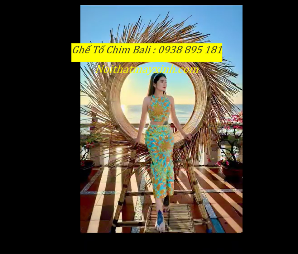 Ghế tổ chim bali checkin hình tròn, swing bali