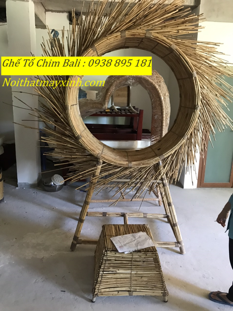 2 Ghế tổ chim bali checkin hình tròn, swing bali